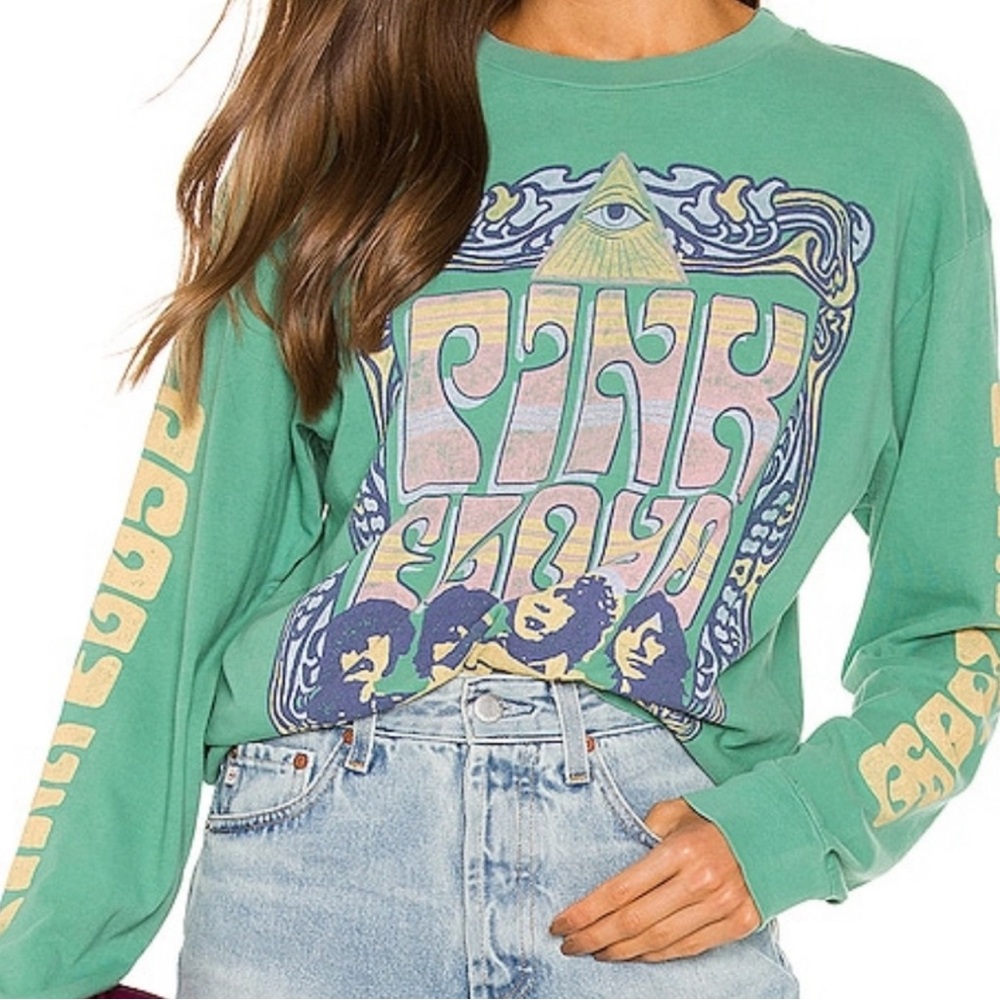 Daydreamer: Pink Floyd Eye Poster Oversized LS Tee - Washed Teal